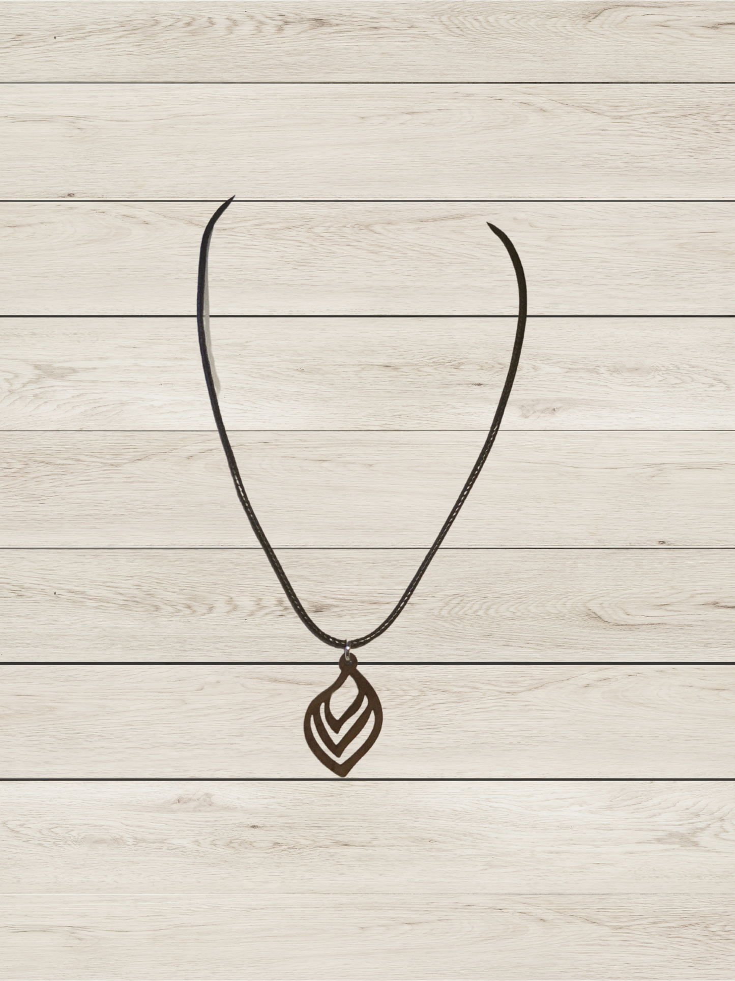 Wood Leaf Pendant Necklace