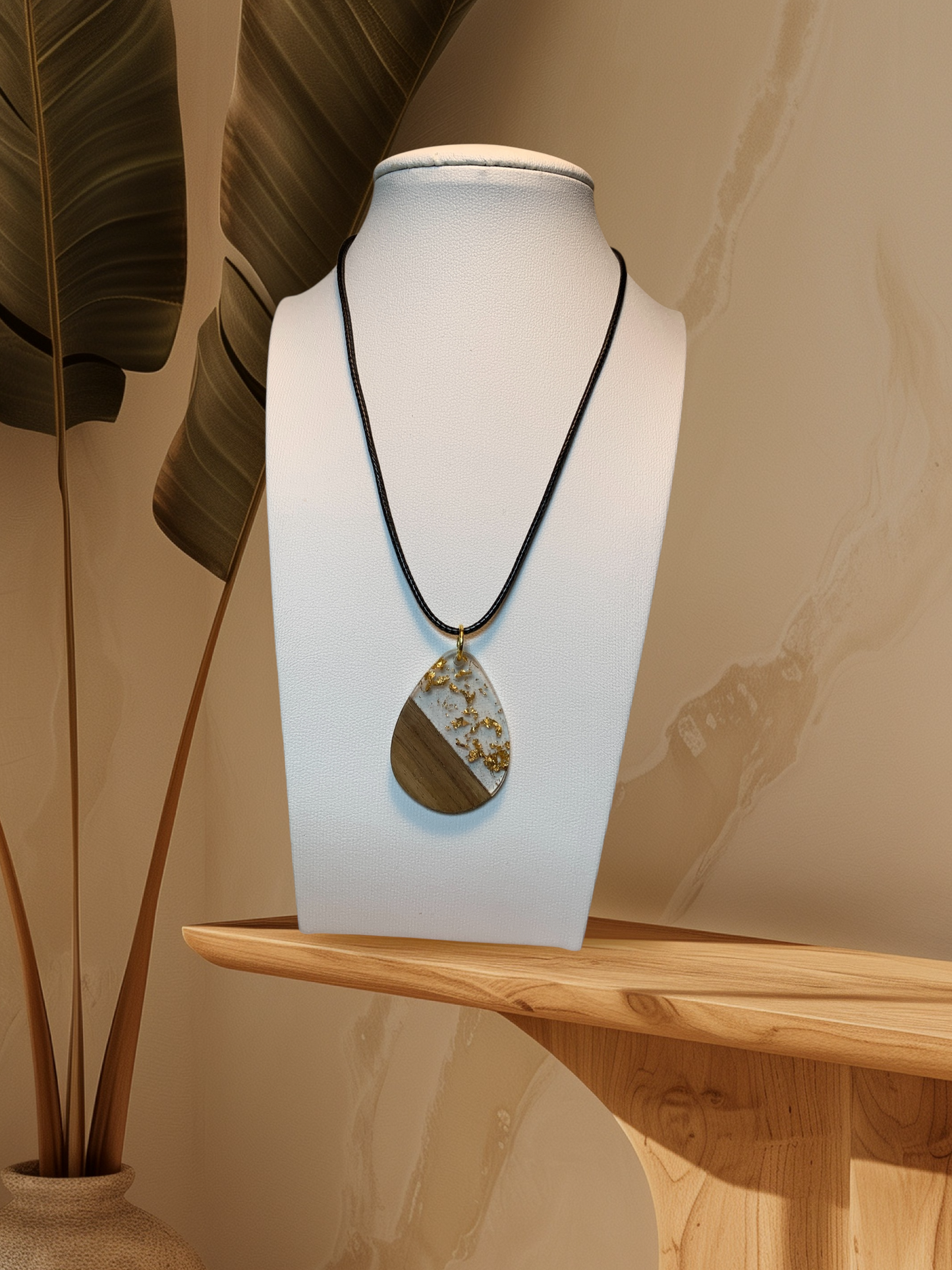 Wood-Resin Pendant Necklaces
