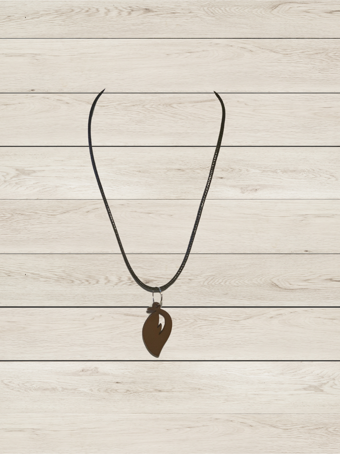 Wood Leaf Pendant Necklace