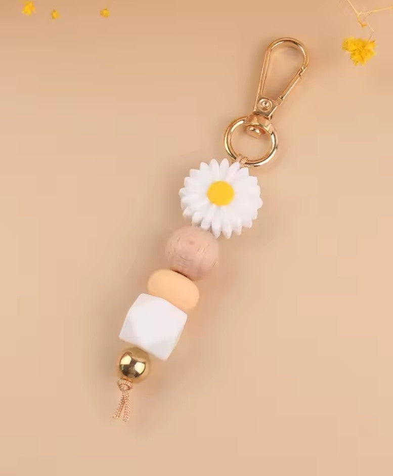 Wood-Silicone Beaded Keychain