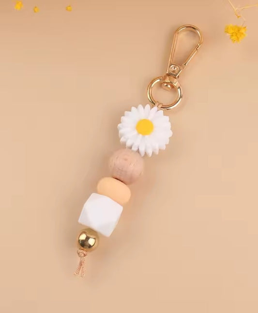 Wood-Silicone Beaded Keychain