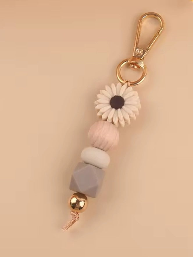 Wood-Silicone Beaded Keychain