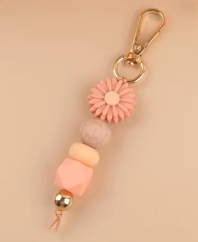 Wood-Silicone Beaded Keychain