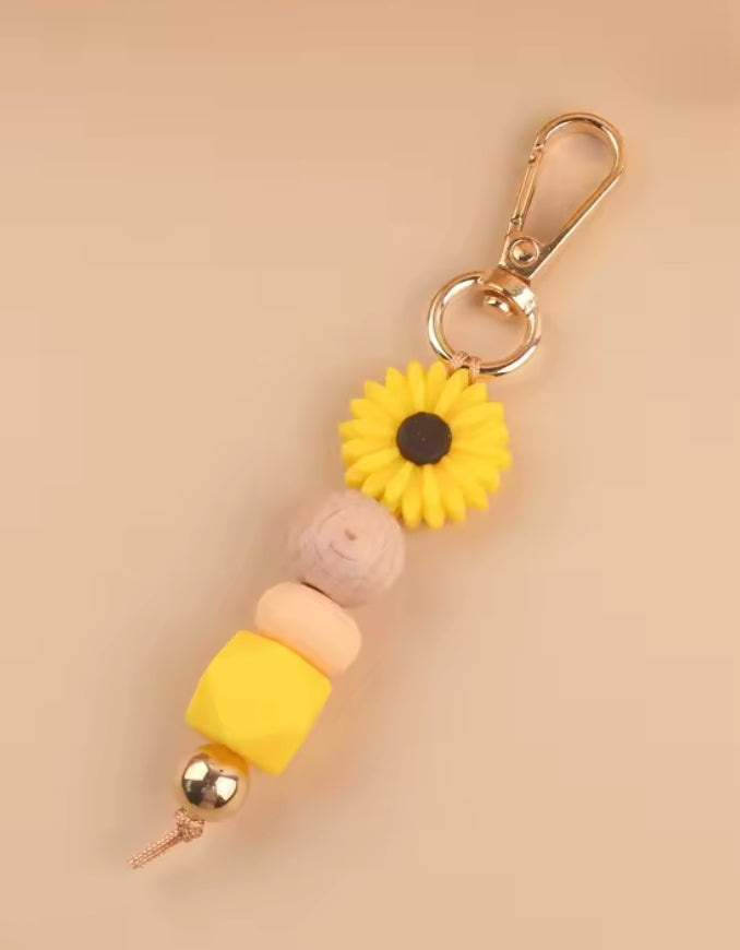 Wood-Silicone Beaded Keychain