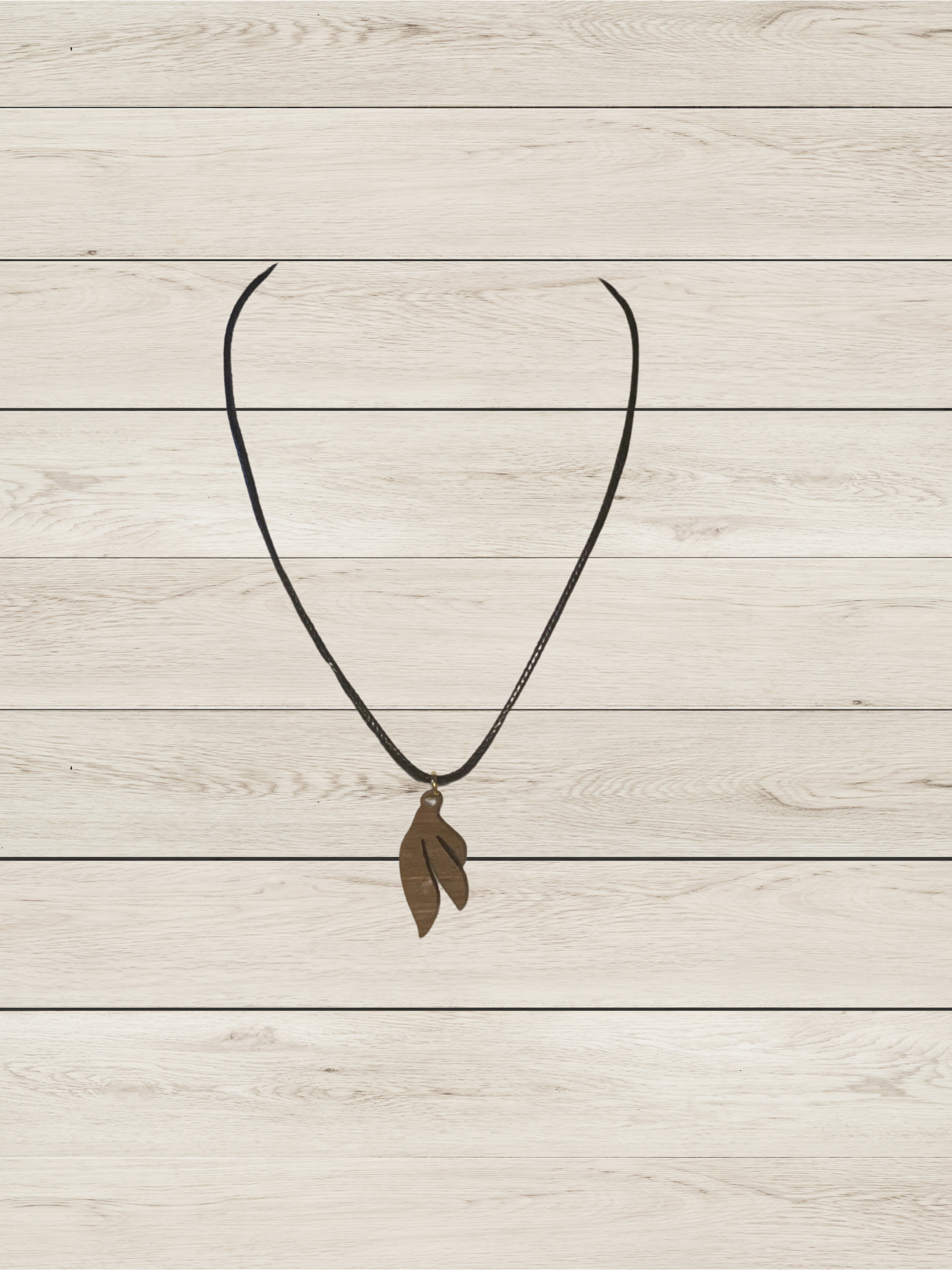 Wood Leaf Pendant Necklace
