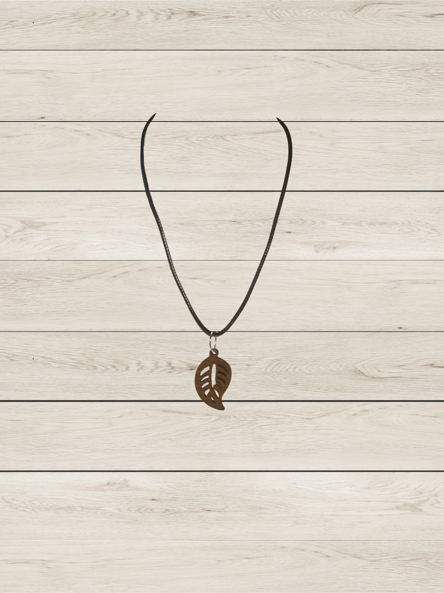 Wood Leaf Pendant Necklace